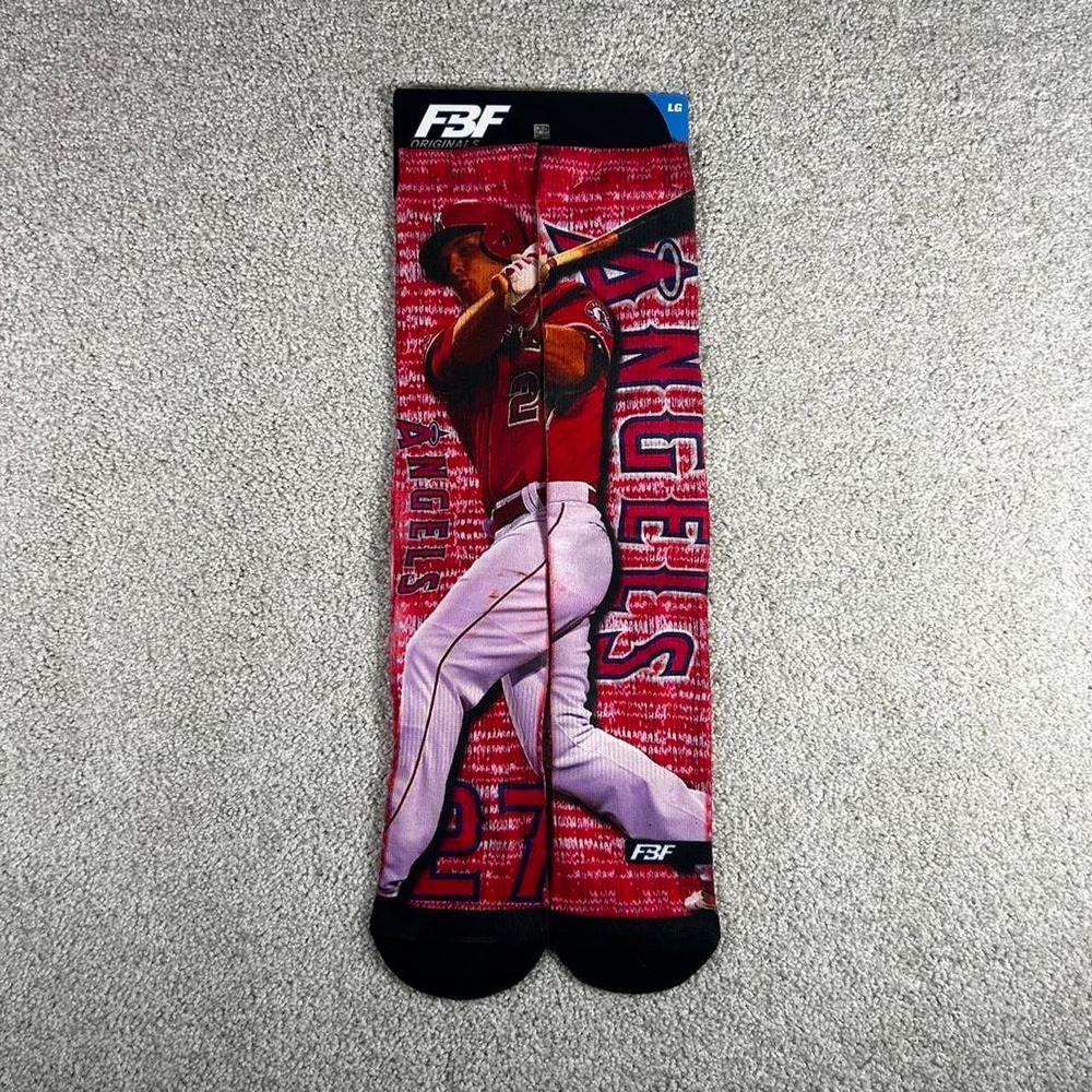 Mike Trout Los Angeles Angels FBF graphic player socks BNWT Size L